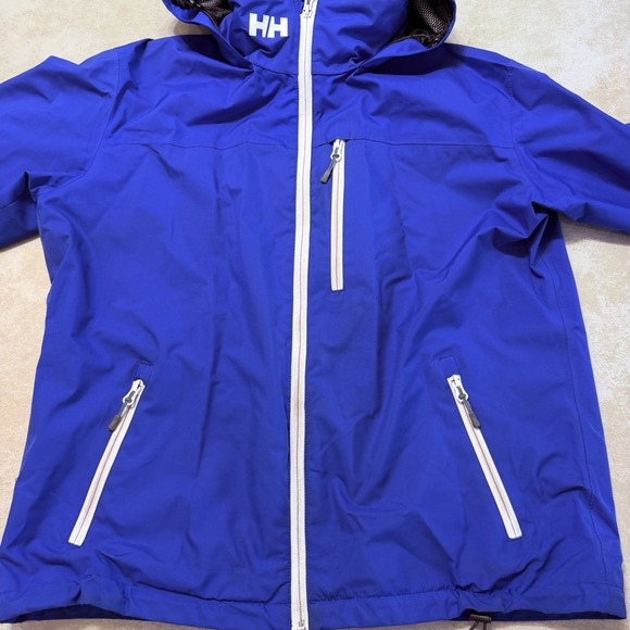 Helly Hansen Helly Tech Hooded Rain Jacket Mens Large Blue Waterproof Shell - Picture 4 of 11